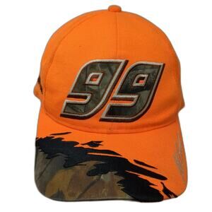 99 Jeff Burton Baseball Cap Orange One Size Adjustable Camouflage Checkered Flag